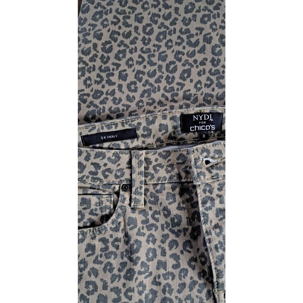 NYDJ x Chico’s Skinny Ankle Jeans Jegging Pants Lift Tuck 8 Cheetah Animal Beige - Picture 5 of 9